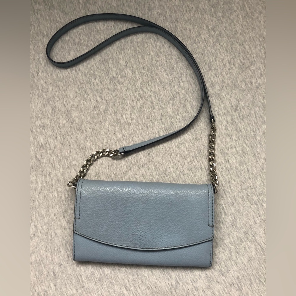 Kate Spade Leather Crossbody Blue Detachable Strap Purse Handbag Clutch